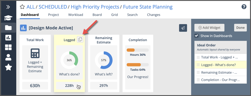 LiquidPlanner Release 23 dashboard updates